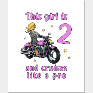 Girl two years old - 2nd birthday motorcycle Posters and Art